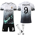 Miniatyrbild 1 av 2: Gos- 2425 Real Madrid Blå Drakmönster Specialutgåva Svart Fotbollströja 9 MBAPPE 9 MBAPPE #L