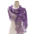 Lyxig blommig broderad scarf i premium polyestertyg, mjuk omlottstil, modeaccessoar, plommon Plum