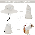 Miniatyrbillede 3 af 5: Kvindernes udendørs UV-beskyttelse-foldbare solhatte mesh bredskygget strand fiskeri hat med hestehale-hul