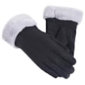 Miniatyrbilde 2 av 4: Høst og vinter varme hansker Semsket skinn hansker Dame fleece-fôret tykk utendørs sykling og kjøring berøringsskjerm hansker Suede three-wire-pink Average size