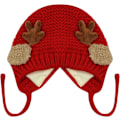 Miniatyrbilde 3 av 7: Søt Hjorte-Elg Hodeplagg Babyhatt Vinter Varmt Plysj Strikket Ørevarmer Bonnet Gutter Jenter Caps Beanie med Hakestropp Red One Size