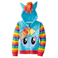 Miniatyrbillede 1 af 4: Børne Unicorn Hoodie Langærmet Sweatshirt med Vinger & Ører & Hår Design Light Blue 140cm