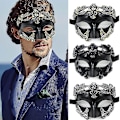 Miniatyrbilde 2 av 3: Maskerademaske for menn - Gresk Romersk Venetiansk Maske Mardi Gras Maske Black