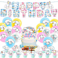 Pikkukuva 1 / 5: Cinnamorollin syntymäpäiväjuhlakoristeet, Kawaii Cinnamoroll -koirien juhlatarvikkeet, mukaan lukien syntymäpäiväbanneri, ilmapallot, lastenpentukakkupäälliset lapsille