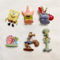 Miniatyrbilde 2 av 5: 6 stk/sett Svampebob Firkant Mini Figur Leker Ornament Modell Dukker Kake Toppers Dekorasjon Fest Favor Rekvisita Gaver