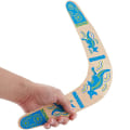 Miniatyrbillede 2 af 4: Piao Inborntrait Håndlavet Boomerang, Australsk Stil Træ Boomerang, V-formet Boomerang Tilbagevendende Boomerang Til Aldre Over 10 År Gamle Børn Og Voksne- Blå A