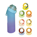 Miniatyrbilde 1 av 5: 650 ml vannflaske med smak fruktig 0 sukker og 0 kalorier Multismaker med smaksringer og strå Gjennomsiktig Varmebestandig lekkasjesikker stor kapasitet Blue Purple