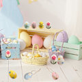 Miniatyrbillede 5 af 5: 12-delt påskeæg dekorationssæt i filt med snor - Ideel til festdekoration, gavekurve, klasseværelsespræmier & trædekoration Easter wool felt eggs
