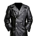 Miniatyrbillede 3 af 5: Tysk Klassisk Officer Ww2 Militær Uniform Sort Læder Trenchcoat Black XL