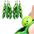 Pikkukuva 1 / 5: 6-osaiset dekompressioherneet pod avaimenperä Edamame-avaimenperä Stress relief leluherneet riipus avaimenperä
