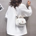 Miniatyrbild 1 av 6: Dam Mini Plysch Axelväska Liten Canvas Crossbody Väska Broderi Dragkedja Tyg Handväska Mobiltelefon Väska Tote White