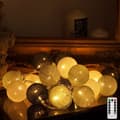 Cotton String Lights, 20 LED USB String Lights with Remote Control and Timer, Light Ball String Lights Indoor for Christmas Party Kids Bedroom Grey