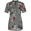 Miniatyrbild 4 av 5: Blommiga toppar för kvinnor 2023 Button Down Mode Casual Lång-/kortärmade skjortor Blus Gray 4X-Large