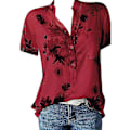 Miniatyrbild 2 av 3: Blommiga toppar för kvinnor 2023 Button Down Mode Casual Lång-/kortärmade skjortor Blus Red X-Large