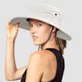 Miniatyrbillede 5 af 5: Kvindernes udendørs UV-beskyttelse-foldbare solhatte mesh bredskygget strand fiskeri hat med hestehale-hul