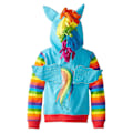 Miniatyrbilde 2 av 4: Barne-Unicorn Genser med Lange Ermer, Vinger, Ører og Hårdesign Light Blue 140cm