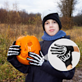 Miniatyrbilde 5 av 7: Skjelett Hansker For Kvinner Menn Voksne Fingerløse Goth Hansker Gløder I Mørket Halloween Kostyme Tilbehør