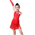Miniatyrbild 5 av 5: Dansklänning för flickor Cha-klänning Barn Tango-kjol Karnevalskläder Danskläder Latin Salsa-kostymer Tofs Dansklänning Pink 140