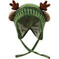 Miniatyrbilde 1 av 8: Søt Hjorte-Elg Hodeplagg Babyhatt Vinter Varmt Plysj Strikket Ørevarmer Bonnet Gutter Jenter Caps Beanie med Hakestropp Green One Size
