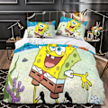 Miniatyrbild 1 av 5: HOUKIG Spongebob Täckeöverdrag 3D-tryck Animefigurer Täckeöverdrag för Tonåringar och Vuxna Quiltöverdrag med Kuddfodral med Blixtlås Stängning Mjuk Mi Double200x200cm