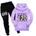 Pikkukuva 1 / 2: Taylor Swift The Eras Tour - Painettu Tracksuit-setti 9-16-vuotiaille lapsille ja teineille - Huppari ja Jogger-housut - Asusteet Swifti-faneille Purple 9-10 Years