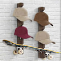 Miniatyrbillede 4 af 5: Træ Hat Hanger til Baseball Cap Hjem -Besparende Træ Organizer med Display Hylde Imitation Walnu Imitationwalnutcolor
