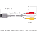 Pikkukuva 3 / 3: 6 jalan Wii/Wii U AV-kaapeli, 1,8 m kullattu RCA Retro-Audio Standard komposiittikaapeli Nintendo Wii U:lle