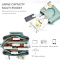 Miniatyrbillede 5 af 5: Kvinders Crossbody Mode Top Håndtaske Damer Skuldertasker PU Læder Satchel Taske Piger Messenger Tasker Håndtasker med Bjørn Vedhæng (Beige)