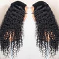 Deep Wave Closure Peruk Äkta Hår Spets Frontal Peruker 13x6 Spets Front Peruk Förplockad Blekt Knutar Peruker 13x4 Deep