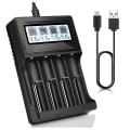 Miniatyrbilde 1 av 5: Lader, LCD-skjerm Hastighetsbatterier Lader med 4-felts utladningsfunksjon for oppladbar 3,7v L black