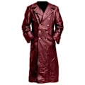 Miniatyrbillede 1 af 5: Tysk Klassisk Officer Ww2 Militær Uniform Sort Læder Trenchcoat wine red XXL