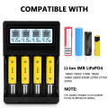 Miniatyrbilde 5 av 5: Lader, LCD-skjerm Hastighetsbatterier Lader med 4-felts utladningsfunksjon for oppladbar 3,7v L black
