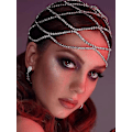 Miniatyrbilde 3 av 4: Rhinestone Mesh Headpiece Bryllup Head Chain smykker for kvinner Crystal Head Cap Gold