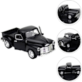 Pikkukuva 7 / 8: 1kpl Pick Up Truck, musta- 1/32 mittakaavassa Diecast malli Leluauto Vintage automalli Retro vintage automalli Lelu metalliseos automalli kodin sisustus Black