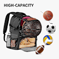 Miniatyrbild 3 av 4: Basketbollryggsäck (med nät för basketboll), Pojkars skolryggsäck för 15,6 tums dator AHG