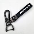 Miniatyrbillede 1 af 5: Læder Nøglering til Bil | Metal Finish | Robust Nøglering | Nøglering og Krogbeslag Silver Hardware AMG