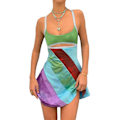 Miniatyrbilde 4 av 5: Vintage Cami Kjole Til Kvinner Retro Bodycon Mini Kjoler Mote Fargerik Stripete Trykk Tilpasset Stropp Kjole Fi Green M
