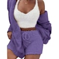 Pikkukuva 1 / 2: Naisten Talviset Lämpimät Pyjamat 3-osainen Urheilupuku Purple XL