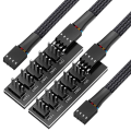 Miniatyrbilde 1 av 5: Pwm Fan Hub Splitter, 4 Pin Black Sleeved 5 Way Pc Cpu Cooling Case Fan Extension Splitter Adapter black