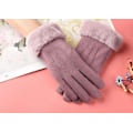 Miniatyrbillede 1 af 4: Efterår og vinter varme handsker ruskind handsker til kvinder fleeceforet fortykket udendørs cykling og kørsel touch screen handsker Suede three-line-purple Average size