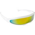 Pikkukuva 1 / 4: Aurinkolasit, Futuristiset lasit Kapea väripeililinssi Uutuus Cool lasit juhliin Cosplay Robot Space puku, keltainen Yellow