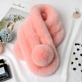 Miniatyrbild 3 av 5: Konstgjord Päls Enfärgad Vinterhalsduk Plyschboll Bred Tjocknad Pälshalsduk Wrap Modeaccessoarer Cream-coloured 70cm