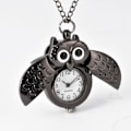 Miniatyrbillede 3 af 4: 1 stk. Fashion Owl Design sort Tone Quartz Lommeur