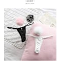 Miniatyrbild 4 av 5: Kaise Dam Thong Pantie Söt Kanin Svans Låg Midja G-string Pälsboll Solid Bikini T-back Cosplay Festdräkt Present Blakc White