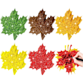 Miniatyrbilde 1 av 6: Thanksgiving Bulletin Board Dekorasjoner Assorterte Farger Glitterpapir Blad Utskjæringer Lønntreblader Høstblad med Limprikker for Klasserom Dekor