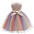 Miniatyrbillede 2 af 4: Piger Pailletkjole Rainbow Tutu Fødselsdagsfest Prinsessekjole Pageant Kjole Blomsterkjole Champagne 120cm(5-6T)