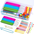 Miniatyrbilde 1 av 7: 45 stk Vev-heklenålsett, strikking av heklenåler med plastnåler Garnnåler, strikkevevkrok Heklenål for strikking Craft DIY