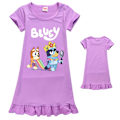 Miniatyrbilde 1 av 2: 5-12 år Kids Bingo Bluey nattøy jenter pyjamas kjole pyjamas nattkjole kjoler gaver Purple 11-12Years