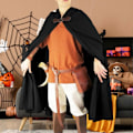 Miniatyrbillede 3 af 5: Halloween Kappe med Hætte - Shawl-Stil Design - Kappe med Spænde - Ensfarvet - Middelalderlig Stil - Lang Robe Black One Size