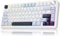 Aula F75 PRO 75% Mechanical Customized Creamy Keyboard, BT5.0/USB-C/2.4GHz Wireless Gaming Keyboard, Gasket Structure, Knob, RGB, (White Blue)